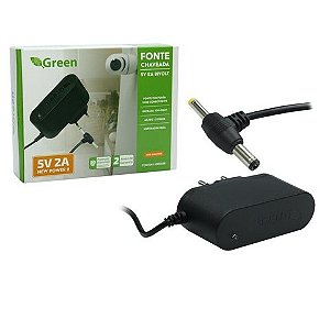 Fonte Chaveada 5V 2A Bivolt Plug 5,5 x 2,5mm e 4,0 x 1,7mm Bivolt Green - 044-6205 - 044-5022