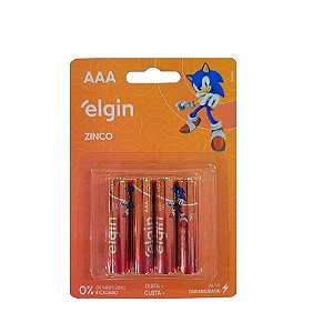 Pilha Comum AAA Elgin - 82186 - Blister com 4 Pilhas - 82186