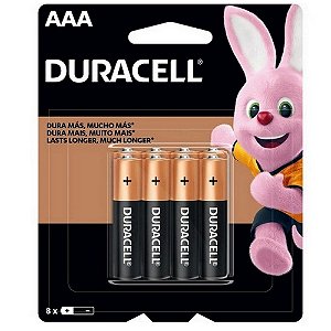 Pilha Alcalina AAA Duracell - MN2400B8/4439 - Blister com 8 Pilhas - 74439