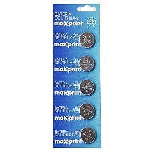 Bateria CR2032 3,0 Volts Maxprint - Cartela com 5 Unidades - 758604 - 758604