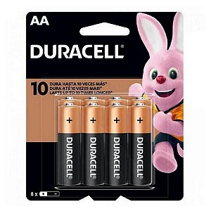 Pilha Alcalina AA Duracell - MN1500BO - Blister com 8 Pilhas - 74438