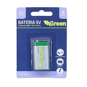 Bateria 9 Volts Comum Green Manganês - 013-9622 - Blister com 1 Bateria - 013-9622