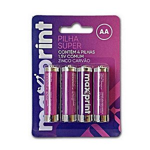 Pilha Comum AA Maxprint - 756449 - Blister com 4 Unidades - 756449