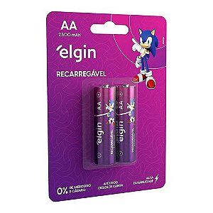 Pilha Recarregável AA 2500MAH Elgin - 82172 - Blister com 2 Pilhas - 82172