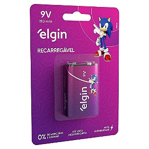Bateria 9 Volts Recarregável 250 mAh Elgin - 82215 - Unitário - 82215