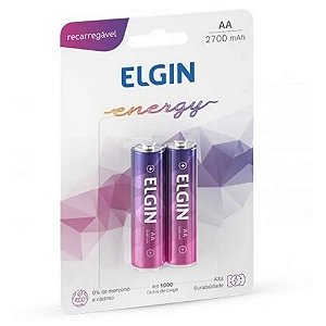 Pilha Recarregável AA 2700MAH Elgin - 82174 - Blister com 2 Pilhas - 82174
