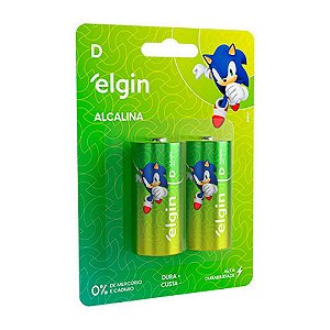 Pilha Alcalina Grande D Elgin - 82157 - Blister com 2 Pilhas - 82157