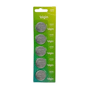 Bateria CR2450 3,0 Volts Elgin - 82305 - Cartela com 5 Baterias - 82305
