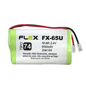 Bateria para Telefone sem Fio 600mAh 2,4V 2AA Flex Plug Universal Tipo 74 - FX-65U - FX-65U
