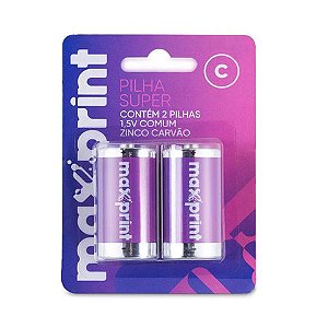 Pilha Comum Média C Maxprint - 756472 - Blister com 2 Unidades - 756472