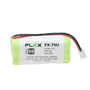 Bateria para Telefone sem Fio 600mAh 2,4V 2AAA Flex Plug Universal Tipo 74 - FX-70U - FX-70U