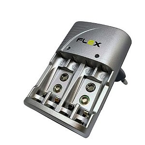 Carregador de Pilhas 2 ou 4 Pilhas AA/AAA/9V Bivolt Flexgold - FX-C16 - FX-C16