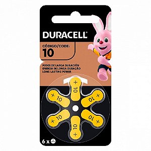 Pilha Auditiva PR10 1,45 Volts Duracell - 71357 - Blister com 6 Unidades - 71357