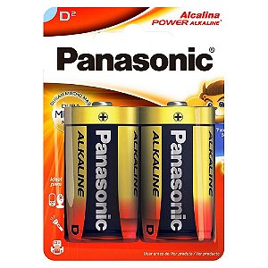 Pilha Alcalina Grande D Panasonic - 7477 - Blister com 2 Unidades - 7477