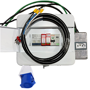 Quadro de Proteção Wallbox Carro Elétrico 7,4KW BYD GWM VOLVO - CABO PP INCLUSO + TOMADA 220V 20A + TOMADA INDUSTRIAL 32A