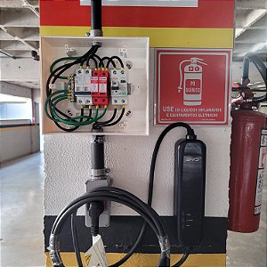 Quadro de Proteção Wallbox Carro Elétrico 7,4KW BYD GWM VOLVO - CABO PP INCLUSO + TOMADA 220V