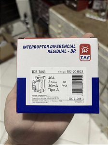 IDR TA63 Tipo A 40A – para veiculos elétricos wallbox 7,4KW