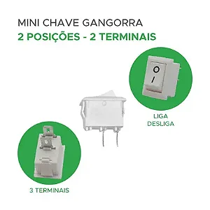 Chave Gangorra Mini KCD1-103 - 2 Terminais - Branco