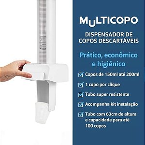MULTICOPO AGUA PORTA COPO DESCARTAVEL AUTOMATICO 150/200ML