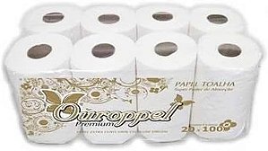 PAPEL TOALHA BOBINA 8 ROLOS 20 CM 100 METROS OUROPEL