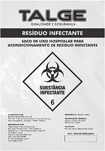 SACO PARA LIXO HOSPITALAR INFECTANTE COM 100 UNIDADES