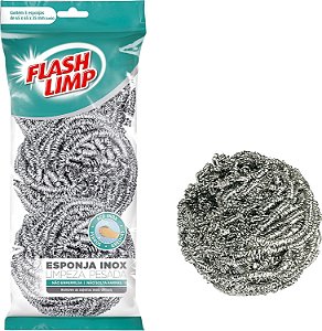 ESPONJA AÇO INOX FLASHLIMP C/ 3 UNIDADES