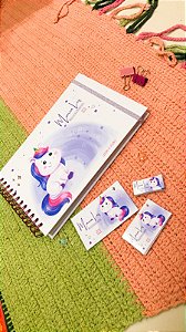 Kit 06 - Caderno de desenho e Etiqueta escolar