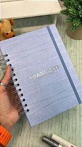 Caderneta de saude fundo linho azul c/aplicao foil no nome