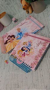 Agenda quadrada 2/dias +Caderno de desenho e Etiqueta escolar - Princesas