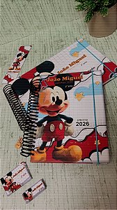 Agenda A5 2 dias por pagina / caderno de desenho e 1fls A4 c/Etiquetas (MICKEY)