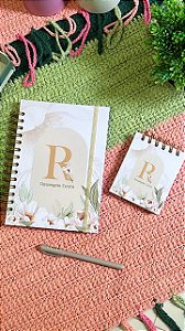 Caderno A5 c/100fls + bloco anotações 9x11 c/80fls - Floral classico