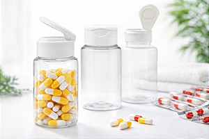 Frasco Pet Transparente c/ Tampa Branca Flip Top