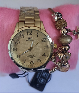 Relógio Feminino RuiXing Aço Dourado Elegância e Resistência
