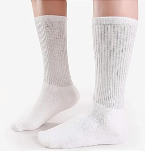 Kit 12 Pares Meias Brancas e Cinzas Lisas Cano Alto Longo Sport Algodão