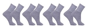Kit 12 Pares Meias Cinza Lisa Cano Alto Longo Sport Algodão