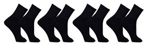 Kit 12 Pares Meias Pretas Lisas Cano Alto Longo Sport Algodão