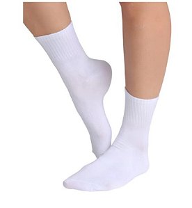 Kit 12 Pares Meias Brancas Lisas Cano Alto Longo Sport Algodão
