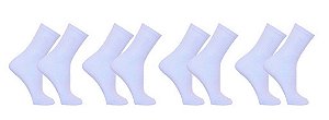 Kit 12 Pares Meias Brancas Lisas Cano Alto Longo Sport Algodão