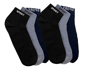 Meias Masculina Soquete Sport Kit 12 Pares Pretas e Cinzas