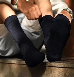 Meias Masculina Cano Longo Lisas Kit 12 Pares Cor Preta