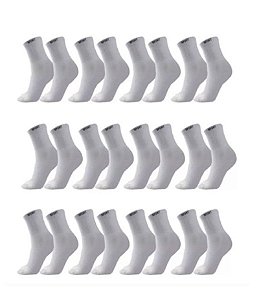 Meias Masculina Soquete Sport Branca Kit 12 Pares
