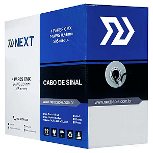 Cabo de Rede CFTV Preto 24 AWG 305m 30% Cobre