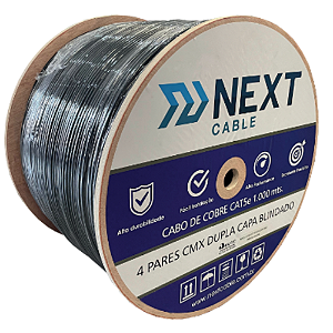 Cabo de Rede F/UTP Cat5e CMX 4P Dupla Capa Blindado Cobre Preto 1.000m
