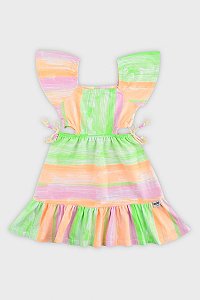 Vestido infantil em Meia Malha Listras Verde