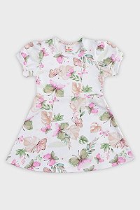 Vestido Infantil Borboletas Natural