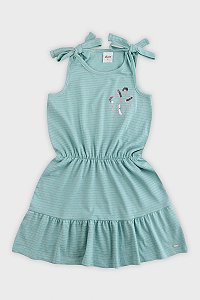 Vestido Infantil Malha Relevo com Lantejoula Verde