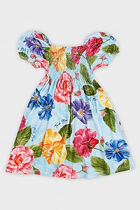 Vestido Infantil Floral Azul