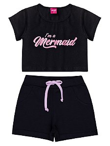 CONJUNTO INFANTIL CROPPED  PRETO