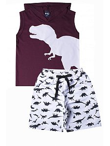 CONJUNTO INFANTIL VERÃO DINOSSAURO - BORDÔ