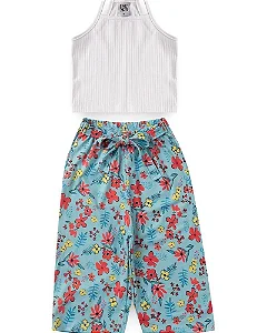 Conjunto Feminino Infantil Pantacourt Azul